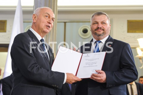  24.10.2019 WARSZAWA<br />
UROCZYSTOSC WRECZENIA NOMINACJI POSLOM IX KADENCJI<br />
N/Z GRZEGORZ GAZA<br />
 