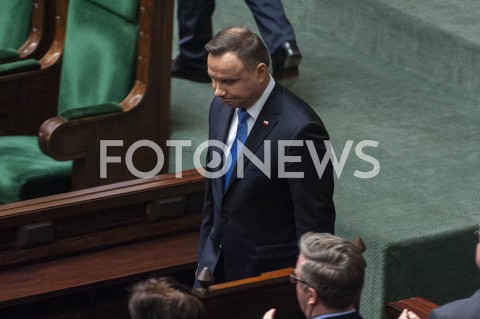  12.11.2019 WARSZAWA SEJM<br />
INAUGURACYJNE POSIEDZENIE IX KADENCJI SEJMU<br />
N/Z PREZYDENT ANDRZEJ DUDA<br />
 