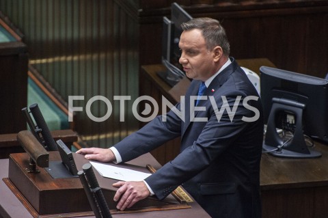  12.11.2019 WARSZAWA SEJM<br />
INAUGURACYJNE POSIEDZENIE IX KADENCJI SEJMU<br />
N/Z PREZYDENT ANDRZEJ DUDA<br />
 