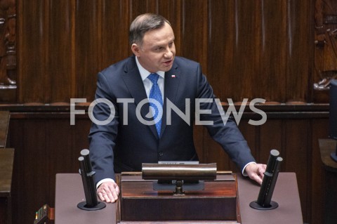  12.11.2019 WARSZAWA SEJM<br />
INAUGURACYJNE POSIEDZENIE IX KADENCJI SEJMU<br />
N/Z PREZYDENT ANDRZEJ DUDA<br />
 