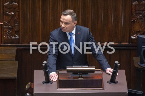  12.11.2019 WARSZAWA SEJM<br />
INAUGURACYJNE POSIEDZENIE IX KADENCJI SEJMU<br />
N/Z PREZYDENT ANDRZEJ DUDA<br />
 