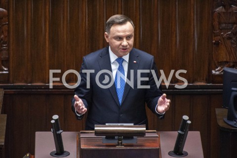  12.11.2019 WARSZAWA SEJM<br />
INAUGURACYJNE POSIEDZENIE IX KADENCJI SEJMU<br />
N/Z PREZYDENT ANDRZEJ DUDA<br />
 