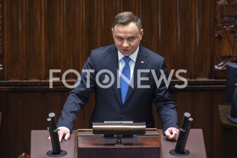  12.11.2019 WARSZAWA SEJM<br />
INAUGURACYJNE POSIEDZENIE IX KADENCJI SEJMU<br />
N/Z PREZYDENT ANDRZEJ DUDA<br />
 