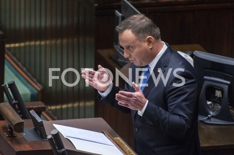  12.11.2019 WARSZAWA SEJM<br />
INAUGURACYJNE POSIEDZENIE IX KADENCJI SEJMU<br />
N/Z PREZYDENT ANDRZEJ DUDA<br />
 