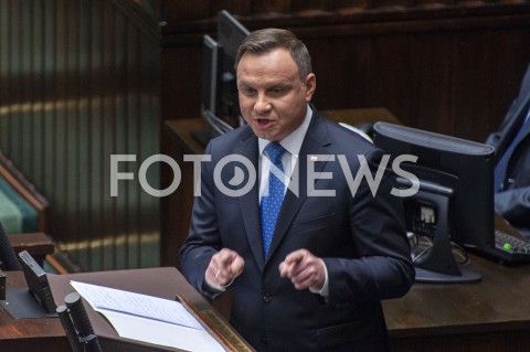  12.11.2019 WARSZAWA SEJM<br />
INAUGURACYJNE POSIEDZENIE IX KADENCJI SEJMU<br />
N/Z PREZYDENT ANDRZEJ DUDA<br />
 
