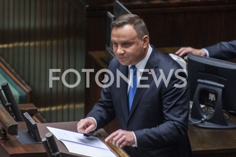  12.11.2019 WARSZAWA SEJM<br />
INAUGURACYJNE POSIEDZENIE IX KADENCJI SEJMU<br />
N/Z PREZYDENT ANDRZEJ DUDA<br />
 