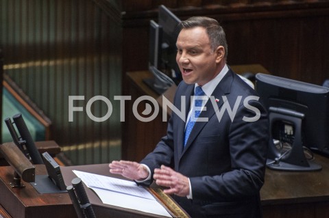  12.11.2019 WARSZAWA SEJM<br />
INAUGURACYJNE POSIEDZENIE IX KADENCJI SEJMU<br />
N/Z PREZYDENT ANDRZEJ DUDA<br />
 
