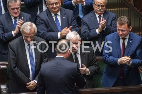  12.11.2019 WARSZAWA SEJM<br />
INAUGURACYJNE POSIEDZENIE IX KADENCJI SEJMU<br />
N/Z PREZYDENT ANDRZEJ DUDA JAROSLAW KACZYNSKI RYSZARD TERLECKI MARIUSZ BLASZCZAK<br />
 
