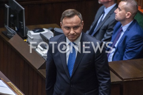  12.11.2019 WARSZAWA SEJM<br />
INAUGURACYJNE POSIEDZENIE IX KADENCJI SEJMU<br />
N/Z PREZYDENT ANDRZEJ DUDA<br />
 