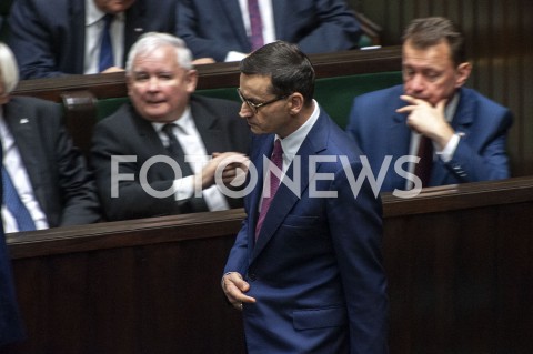  12.11.2019 WARSZAWA SEJM<br />
INAUGURACYJNE POSIEDZENIE IX KADENCJI SEJMU<br />
N/Z MATEUSZ MORAWIECKI JAROSLAW KACZYNSKI<br />
 