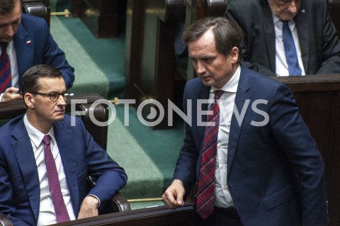  12.11.2019 WARSZAWA SEJM<br />
INAUGURACYJNE POSIEDZENIE IX KADENCJI SEJMU<br />
N/Z PREMIER MATEUSZ MORAWIECKI ZBIGNIEW ZIOBRO<br />
 