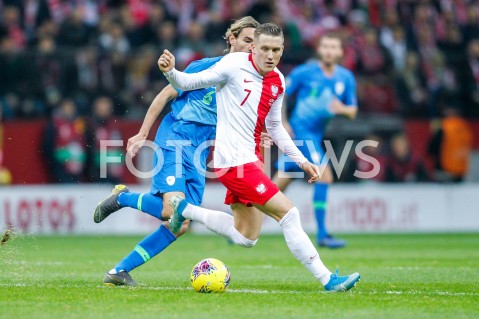  19.11.2019 - WARSZAWA<br />
PILKA NOZNA - KWALIFIKACJE UEFA EURO 2020<br />
FOOTBALL UEFA EURO 2020 QUALIFIERS <br />
MECZ POLSKA ( POLAND ) - SLOWENIA ( SLOVENIA ) <br />
N/Z PIOTR ZIELINSKI <br />
 