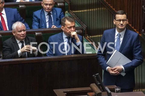 19.11.2019 WARSZAWA SEJM<br />
POSIEDZENIE SEJMU<br />
EXPOSE<br />
N/Z PREMIER MATEUSZ MORAWIECKI JAROSLAW KACZYNSKI MARIUSZ BLASZCZAK <br />
 