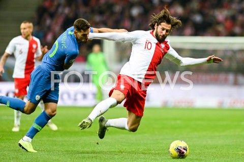  19.11.2019 WARSZAWA<br />
PILKA NOZNA - KWALIFIKACJE UEFA EURO 2020<br />
FOOTBALL UEFA EURO 2020 QUALIFIERS<br />
MECZ POLSKA (POLAND) - SLOWENIA (SLOVENIA<br />
N/Z GRZEGORZ KRYCHOWIAK<br />
 