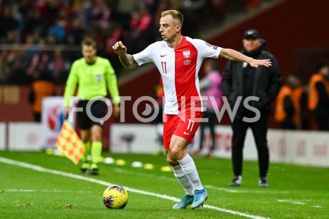  19.11.2019 WARSZAWA<br />
PILKA NOZNA - KWALIFIKACJE UEFA EURO 2020<br />
FOOTBALL UEFA EURO 2020 QUALIFIERS<br />
MECZ POLSKA (POLAND) - SLOWENIA (SLOVENIA<br />
N/Z KAMIL GROSICKI SYLWETKA<br />
 