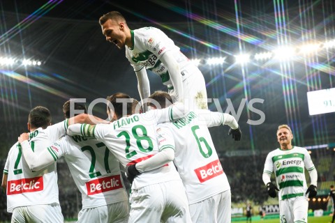  23.11.2019 GDANSK<br />
PILKA NOZNA - PKO EKSTRAKLASA SEZON 2019/2020<br />
MECZ LECHIA GDANSK - LKS LODZ<br />
N/Z RAFAL WOLSKI RADOSC BRAMKA GOL NIEUZNANA LUKAS HARASLIN FLAVIO PAIXAO<br />
 