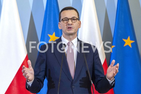 Konferencja premiera Mateusza Morawieckiego nt. zamknięcia granic w Warszawie