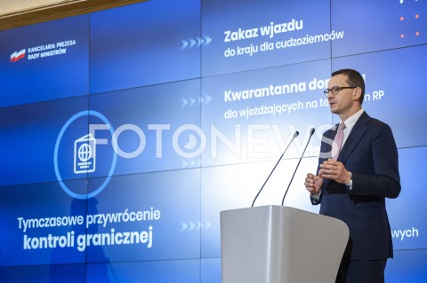  13.03.2020 WARSZAWA KPRM<br />
KONFERENCJA W KPRM W SPRAWIE STANU WYJATKOWEGO I ZAMKNIECIA GRANIC<br />
N/Z PREMIER MATEUSZ MORAWIECKI<br />
 