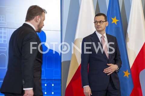  13.03.2020 WARSZAWA KPRM<br />
KONFERENCJA W KPRM W SPRAWIE STANU WYJATKOWEGO I ZAMKNIECIA GRANIC<br />
N/Z PREMIER MATEUSZ MORAWIECKI LUKASZ SZUMOWSKI<br />
 