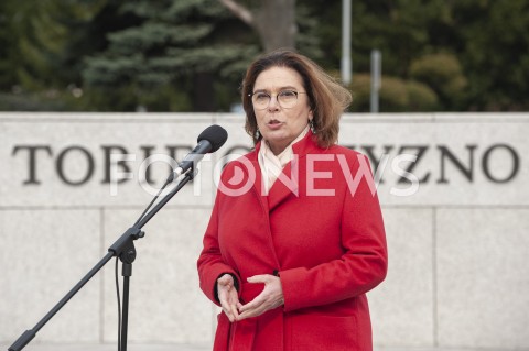  29.03.2020 WARSZAWA<br />
KONFERENCJA MALGORZATY KIDAWY BLONSKIEJ NT. ZAWIESZENIA KAMPANII WYBORCZEJ<br />
N/Z MALGORZATA KIDAWA BLONSKA<br />
 