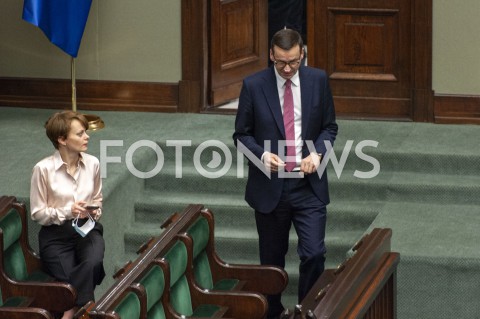  07.05.2020 WARSZAWA SEJM<br />
POSIEDZENIE SEJMU<br />
N/Z JADWIGA EMILEWICZ PREMIER MATEUSZ MORAWIECKI<br />
 