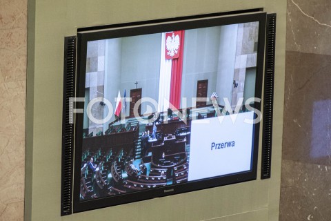 12.05.2020 WARSZAWA SEJM<br />
POSIEDZENIE SEJMU<br />
N/Z SALA SEJMOWA OBRAZ NA MONITORZE PRZERWA<br />
 