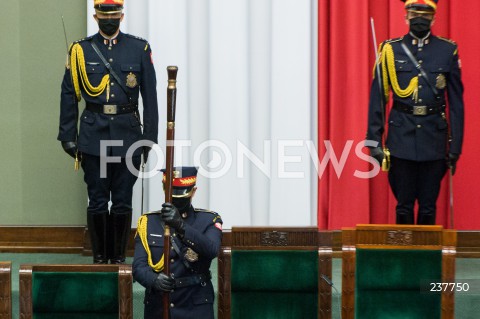  06.08.2020 WARSZAWA SEJM <br />
ZAPRZYSIEZENIE PREZYDENTA RP ANDRZEJA DUDY PRZED ZGROMADZENIEM NARODOWYM NA II KADENCJE <br />
Poland's President Andrzej Duda swearing-in ceremony in Warsaw<br />
N/Z STRAZ MARSZALKOWSKA LASKA MARSZALKOWSKA<br />
 