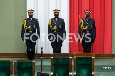  06.08.2020 WARSZAWA SEJM <br />
ZAPRZYSIEZENIE PREZYDENTA RP ANDRZEJA DUDY PRZED ZGROMADZENIEM NARODOWYM NA II KADENCJE <br />
Poland's President Andrzej Duda swearing-in ceremony in Warsaw<br />
N/Z STRAZ MARSZALKOWSKA LASKA MARSZALKOWSKA<br />
 