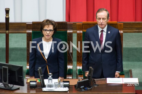  06.08.2020 WARSZAWA SEJM <br />
ZAPRZYSIEZENIE PREZYDENTA RP ANDRZEJA DUDY PRZED ZGROMADZENIEM NARODOWYM NA II KADENCJE <br />
Poland's President Andrzej Duda swearing-in ceremony in Warsaw<br />
N/Z MARSZALE ELZBIETA WITEK TOMASZ GRODZKI LASKA MARSZALKOWSKA<br />
 