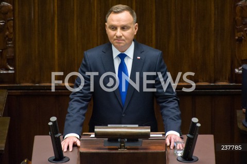  06.08.2020 WARSZAWA SEJM <br />
ZAPRZYSIEZENIE PREZYDENTA RP ANDRZEJA DUDY PRZED ZGROMADZENIEM NARODOWYM NA II KADENCJE <br />
Poland's President Andrzej Duda swearing-in ceremony in Warsaw<br />
N/Z PREZYDENT RP ANDRZEJ DUDA PRZEMOWIENIE<br />
 