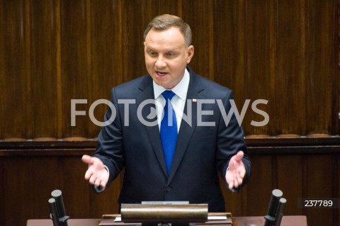  06.08.2020 WARSZAWA SEJM <br />
ZAPRZYSIEZENIE PREZYDENTA RP ANDRZEJA DUDY PRZED ZGROMADZENIEM NARODOWYM NA II KADENCJE <br />
Poland's President Andrzej Duda swearing-in ceremony in Warsaw<br />
N/Z PREZYDENT RP ANDRZEJ DUDA PRZEMOWIENIE<br />
 