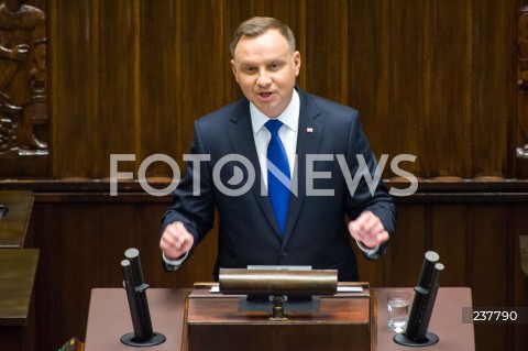  06.08.2020 WARSZAWA SEJM <br />
ZAPRZYSIEZENIE PREZYDENTA RP ANDRZEJA DUDY PRZED ZGROMADZENIEM NARODOWYM NA II KADENCJE <br />
Poland's President Andrzej Duda swearing-in ceremony in Warsaw<br />
N/Z PREZYDENT RP ANDRZEJ DUDA PRZEMOWIENIE<br />
 