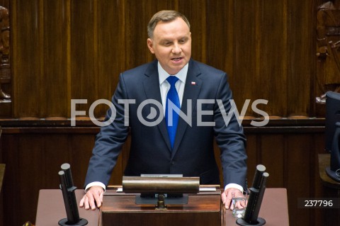  06.08.2020 WARSZAWA SEJM <br />
ZAPRZYSIEZENIE PREZYDENTA RP ANDRZEJA DUDY PRZED ZGROMADZENIEM NARODOWYM NA II KADENCJE <br />
Poland's President Andrzej Duda swearing-in ceremony in Warsaw<br />
N/Z PREZYDENT RP ANDRZEJ DUDA PRZEMOWIENIE<br />
 