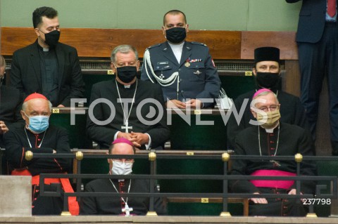  06.08.2020 WARSZAWA SEJM <br />
ZAPRZYSIEZENIE PREZYDENTA RP ANDRZEJA DUDY PRZED ZGROMADZENIEM NARODOWYM NA II KADENCJE <br />
Poland's President Andrzej Duda swearing-in ceremony in Warsaw<br />
N/Z DUCHOWNI PRYMAS KSIADZ WOJCIECH POLAK ARCYBISKUP STANISLAW GADECKI KAZIMIERZ NYCZ<br />
 