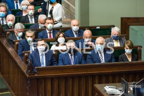  06.08.2020 WARSZAWA SEJM <br />
ZAPRZYSIEZENIE PREZYDENTA RP ANDRZEJA DUDY PRZED ZGROMADZENIEM NARODOWYM NA II KADENCJE <br />
Poland's President Andrzej Duda swearing-in ceremony in Warsaw<br />
N/Z PREMIER MATEUSZ MORAWIECKI MINISTROWIE PIOTR GLINSKI JACEK SASIN JADWIGA EMILEWICZ BOGDAN BORUSEWICZ MICHAL KAMINSKI MAREK PEK GABRIELA MORAWSKA STANECKA<br />
 