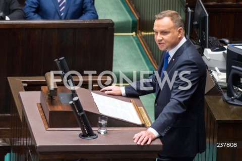  06.08.2020 WARSZAWA SEJM <br />
ZAPRZYSIEZENIE PREZYDENTA RP ANDRZEJA DUDY PRZED ZGROMADZENIEM NARODOWYM NA II KADENCJE <br />
Poland's President Andrzej Duda swearing-in ceremony in Warsaw<br />
N/Z PREZYDENT RP ANDRZEJ DUDA PRZEMOWIENIE<br />
 