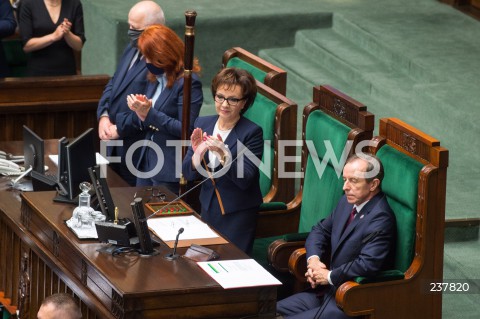  06.08.2020 WARSZAWA SEJM <br />
ZAPRZYSIEZENIE PREZYDENTA RP ANDRZEJA DUDY PRZED ZGROMADZENIEM NARODOWYM NA II KADENCJE <br />
Poland's President Andrzej Duda swearing-in ceremony in Warsaw<br />
N/Z MARSZALEK ELZBIETA WITEK TOMASZ GRODZKI<br />
 