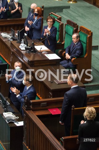  06.08.2020 WARSZAWA SEJM <br />
ZAPRZYSIEZENIE PREZYDENTA RP ANDRZEJA DUDY PRZED ZGROMADZENIEM NARODOWYM NA II KADENCJE <br />
Poland's President Andrzej Duda swearing-in ceremony in Warsaw<br />
N/Z MARSZALEK ELZBIETA WITEK TOMASZ GRODZKI PREZYDENT RP ANDRZEJ DUDA BRAWO BRAWA<br />
 