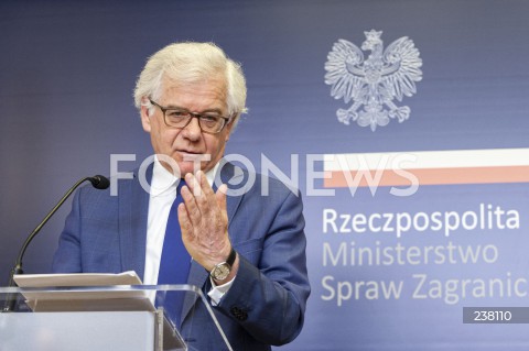  10.08.2020 WARSZAWA MSZ<br />
KONFERENCJA MINISTRA SPRAW ZAGRANICZNYCH<br />
N/Z JACEK CZAPUTOWICZ<br />
 