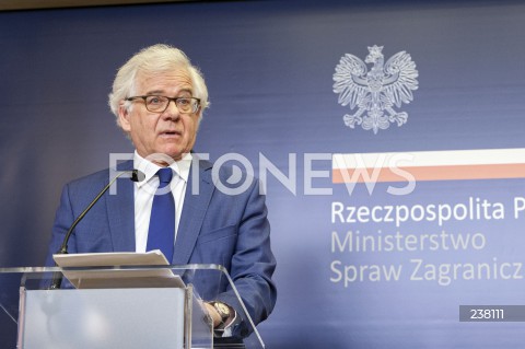  10.08.2020 WARSZAWA MSZ<br />
KONFERENCJA MINISTRA SPRAW ZAGRANICZNYCH<br />
N/Z JACEK CZAPUTOWICZ<br />
 