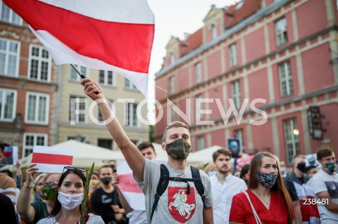  14.08.2020 GDANSK<br />
SOLIDARNI Z BIALORUSIA<br />
MANIFESTACAJA WYRAZAJACA SOLIDARNOSC Z BIALORUSIA<br />
N/Z MANIFESTANCI Z FLAGAMI BIALORUSI<br />
 