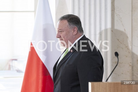  15.08.2020 WARSZAWA <br />
WIZYTA SEKRETARZA STANU USA W WARSZAWIE <br />
SPOTKANIE SEKRETARZA STANU USA Z MINISTREM SPRAW ZAGRANICZNYCH POLSKI<br />
N/Z MIKE POMPEO<br />
 