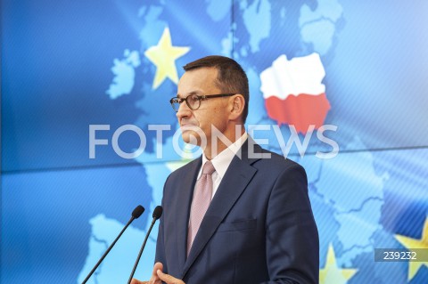  19.08.2020 WARSZAWA KPRM<br />
KONFERENCJA PREMIERA PO ZAKONCZENIU SZCZYTU UNII EUROPEJSKIEJ<br />
N/Z PREMIER MATEUSZ MORAWIECKI<br />
 