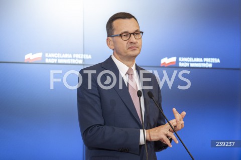  19.08.2020 WARSZAWA KPRM<br />
KONFERENCJA PREMIERA PO ZAKONCZENIU SZCZYTU UNII EUROPEJSKIEJ<br />
N/Z PREMIER MATEUSZ MORAWIECKI<br />
 