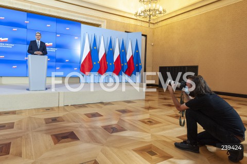  20.08.2020 WARSZAWA KPRM<br />
KONFERENCJA PREZESA RADY MINISTROW<br />
OGLOSZENIE NOWYCH MINISTROW<br />
N/Z PREMIER MATEUSZ MORAWIECKI FOTOREPORTER<br />
 