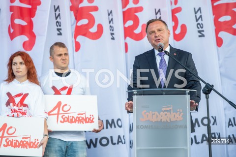  31.08.2020 GDANSK<br />
OBCHODY 40. ROCZNICY POROZUMIEN SIERPNIOWYCH W GDANSKU<br />
N/Z PREZYDENT RP ANDRZEJ DUDA<br />
 