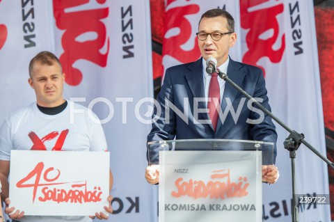  31.08.2020 GDANSK<br />
OBCHODY 40. ROCZNICY POROZUMIEN SIERPNIOWYCH W GDANSKU<br />
N/Z PREMIER MATEUSZ MORAWIECKI<br />
 