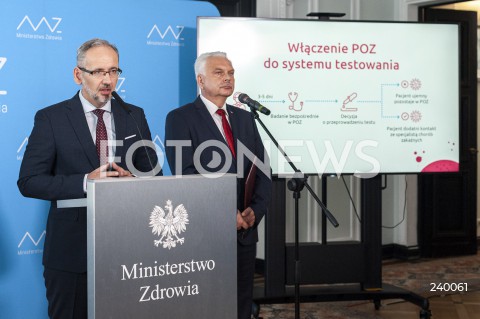  03.09.2020 WARSZAWA MZ<br />
KONFERENCJA W MINISTERSTWIE ZDROWIA<br />
N/Z ADAM NIEDZIELSKI WALDEMAR KRASKA<br />
 