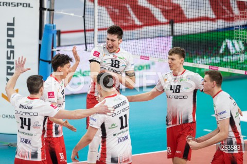  03.04.2021 RZESZOW <br />
SIATKOWKA MEZCZYZN <br />
PLUSLIGA SEZON 2020/2021 <br />
PLUS LIGA POLISH MEN VOLLEYBALL LEAGUE <br />
MECZ NR 1 O 5. MIEJSCE <br />
MECZ ASSECO RESOVIA - TREFL GDANSK <br />
N/Z KLEMEN CEBULJ TIMO TAMMEMAA JEFFREY JENDRYK RADOSC EMOCJE <br />
 