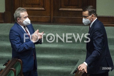  04.05.2021 WARSZAWA SEJM<br />
POSIEDZENIE SEJMU<br />
N/Z PIOTR GLINSKI PREMIER MATEUSZ MORAWIECKI<br />
 